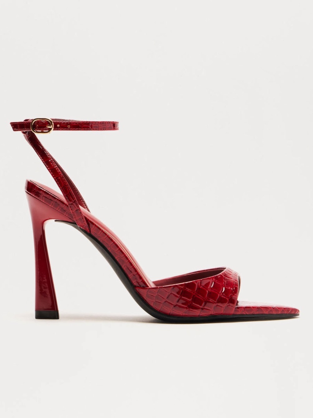 Seraphine Croc-Embossed Burgundy Ankle-Strap Stilettos